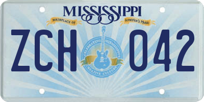 MS license plate ZCH042