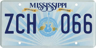 MS license plate ZCH066