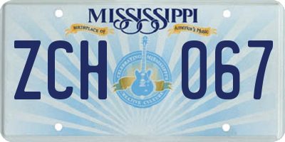 MS license plate ZCH067