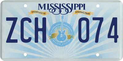 MS license plate ZCH074