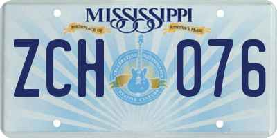 MS license plate ZCH076