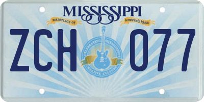 MS license plate ZCH077