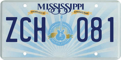 MS license plate ZCH081