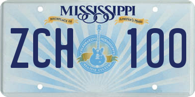 MS license plate ZCH100