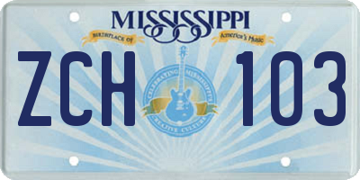 MS license plate ZCH103