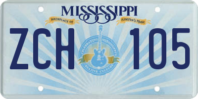 MS license plate ZCH105