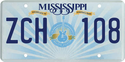 MS license plate ZCH108