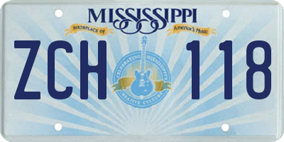 MS license plate ZCH118