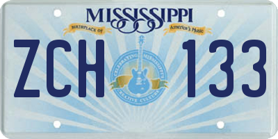 MS license plate ZCH133