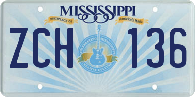 MS license plate ZCH136