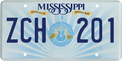 MS license plate ZCH201