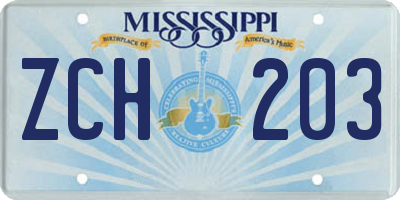 MS license plate ZCH203
