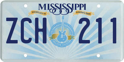 MS license plate ZCH211