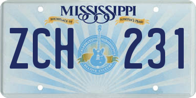 MS license plate ZCH231