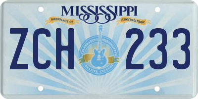 MS license plate ZCH233