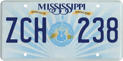 MS license plate ZCH238