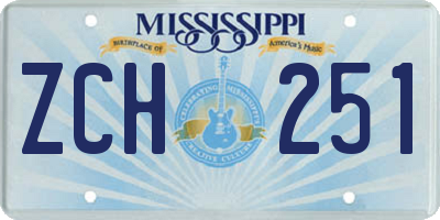 MS license plate ZCH251