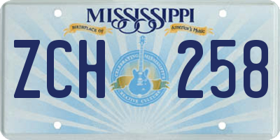 MS license plate ZCH258