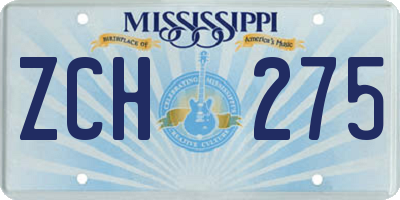 MS license plate ZCH275