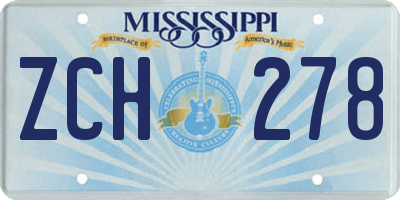 MS license plate ZCH278