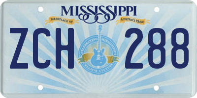 MS license plate ZCH288