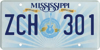 MS license plate ZCH301