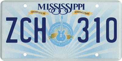 MS license plate ZCH310