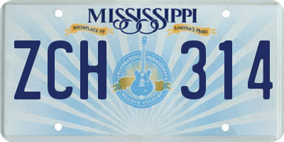 MS license plate ZCH314