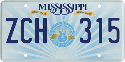 MS license plate ZCH315