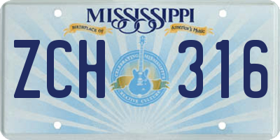 MS license plate ZCH316
