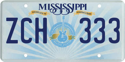 MS license plate ZCH333