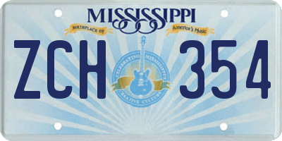 MS license plate ZCH354