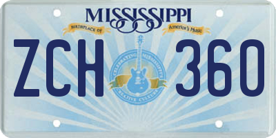 MS license plate ZCH360