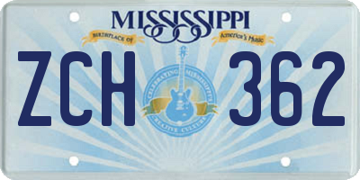 MS license plate ZCH362