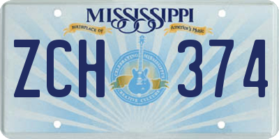 MS license plate ZCH374
