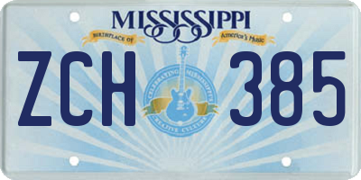 MS license plate ZCH385