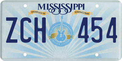 MS license plate ZCH454