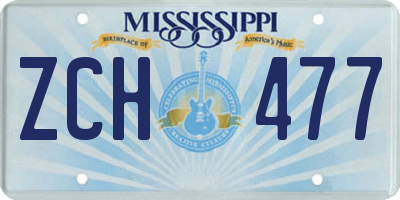 MS license plate ZCH477