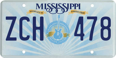 MS license plate ZCH478