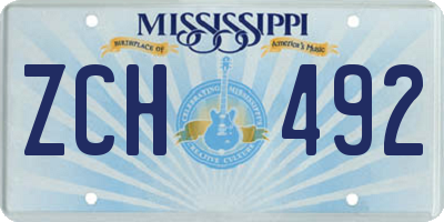 MS license plate ZCH492