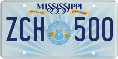 MS license plate ZCH500