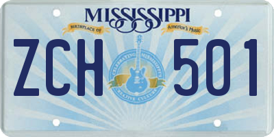 MS license plate ZCH501
