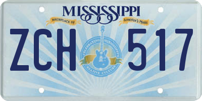 MS license plate ZCH517