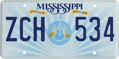 MS license plate ZCH534