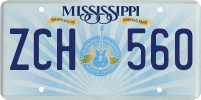 MS license plate ZCH560