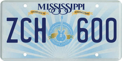 MS license plate ZCH600