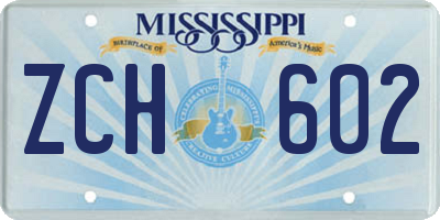 MS license plate ZCH602