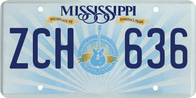 MS license plate ZCH636