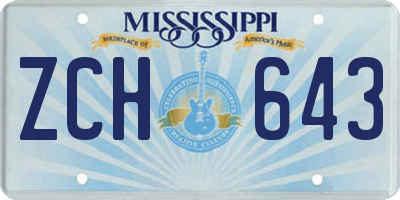 MS license plate ZCH643