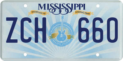 MS license plate ZCH660
